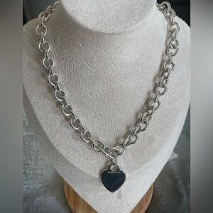 Authentic Tiffany & Co. 925  Sterling Silver - Heart Pendant Necklace